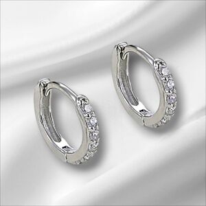 New 925 Sterling Silver Cubic Zirconia Hoop Earrings